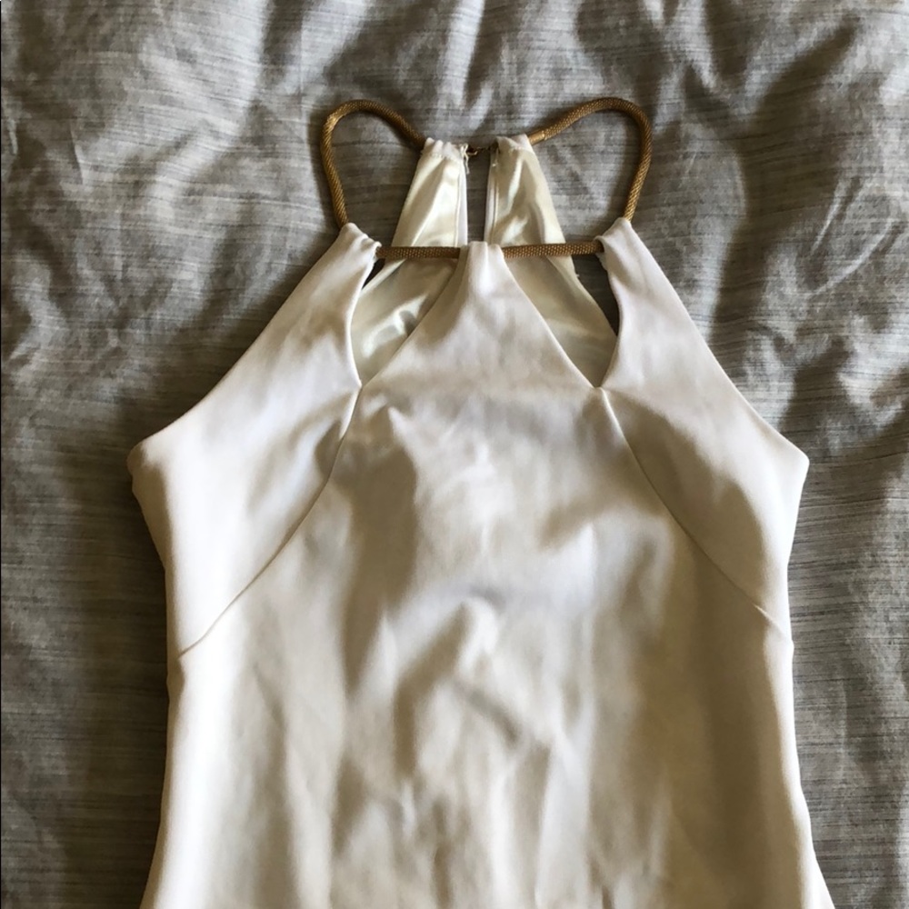 Bebe all white with gold neck